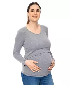 REMERA AMAMANTAR M/L gris - ESPACIO MAMA
