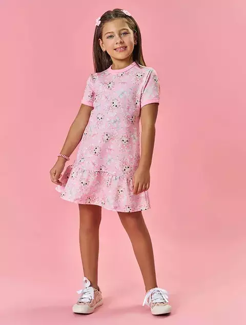 VESTIDO INFANTIL MENINA URSINA ROSA CINTI