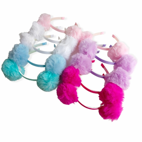 Kit Tiara Pompom Pelúcia (5 Unidades)