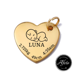 PINGENTE COM FOTOGRAVAÇAO CORAÇÃO DOURADO - Mama Leite Materno
