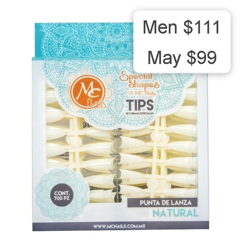 Tips 700 pz Punta de Lanza Natural Mc Nails