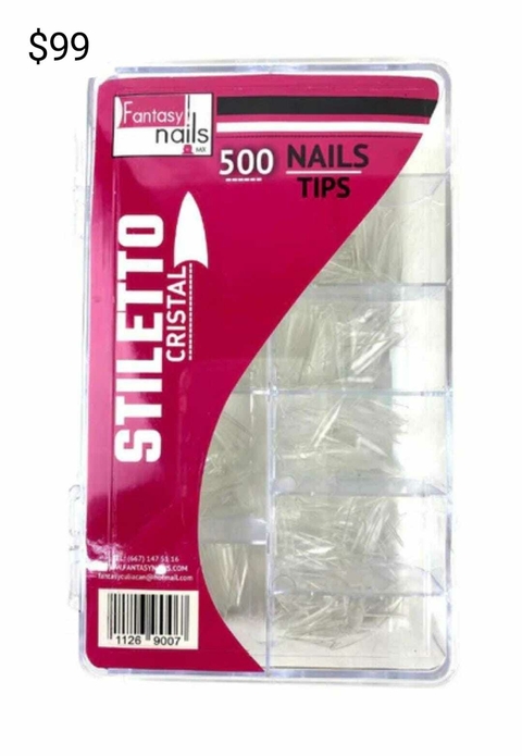Tips Stiletto Cristal Fantasy Nails 500 pzs