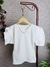 Blusa Tricot Manga Princesa Gola Redonda Branca