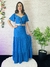 Conjunto Laise Cropped e Saia Longa Azul