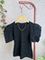 Blusa Tricot Manga Princesa Gola Redonda Preta