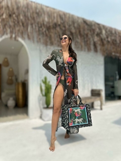 Saída Longa Leopardo Verde - comprar online