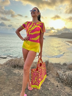 Bolsa Zebra Noronha Pink/Amarelo - Sol e Sal Beach