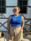 Body Sem Manga Lurex Azul