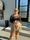 Body Manga Longa Lurex Preto