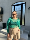 Body Manga Longa Lurex Verde