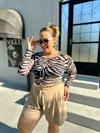 Body Manga Longa Zebra Preto/Branco