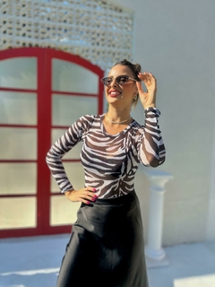 Body Manga Longa Zebra Preto/Branco - comprar online