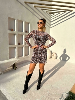 Vestido Tule Onça Maxi
