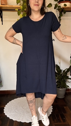 Vestido malha confortável bolsos - loja online