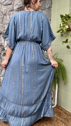 Vestido boho com mangas azul petróleo - Joonoon - Moda mística feminina