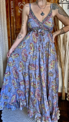 Vestido seda indiana alças. - loja online