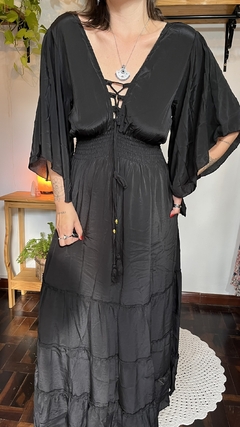 Imagem do Vestido seda indiana com mangas