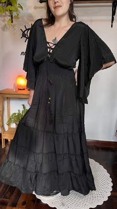 Vestido seda indiana com mangas na internet