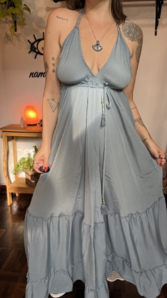 Vestido em seda indiana cores lisas - Joonoon - Moda mística feminina