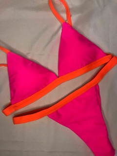 Biquíni Alê Neon Rosa e Laranja - Adella Ateliê