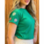 T Shirt Verde Bandeira 3 Flores Camiseta Blusa Feminina Manga Bordada 100% Algodão - comprar online