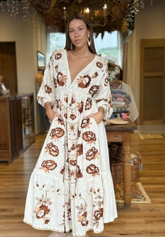 Vestido algodón con bordado artesanal 70089 - comprar online