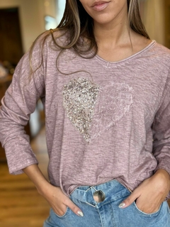 REMERA ALGODON APLIQUE CORAZON 69829 - comprar online