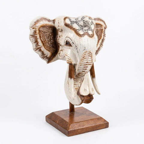 Cabeça de Elefante Afro Sofisticada em Madeira 37cm – MOAS