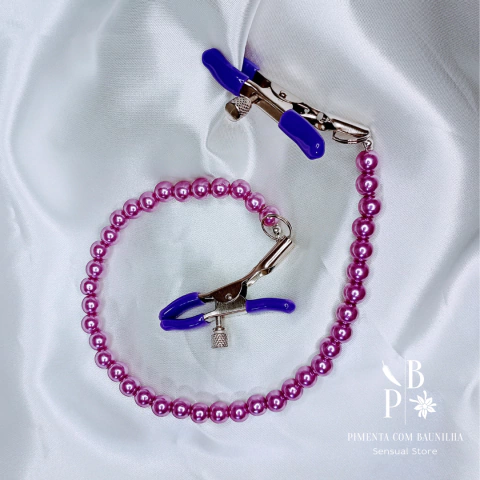 Grampos para Mamilos com Pérolas Lilás