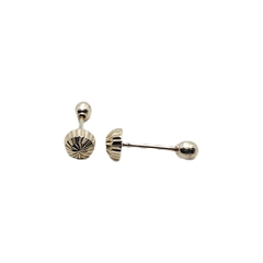 Broquel Honguitos Oro Blanco 14K de 4mm - comprar en línea
