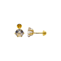 Aretes Broquel con Zirconias Blancas de 5mm Oro 10K - comprar en línea