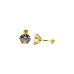 Aretes Broquel con Zirconias Blancas de 6mm Oro 10K - comprar en línea