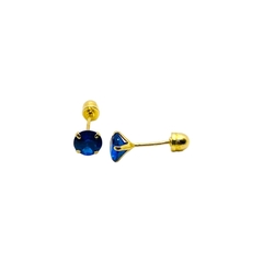 Aretes Broquel Zirconias Azules 4mm Oro 10K - comprar en línea