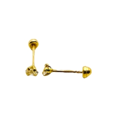 Broquel Zirconia Blanca Oval 3mm Oro 14K - comprar en línea