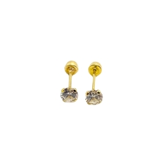 Aretes Broquel con Zirconias Blanca de 2.5mm Oro 10K