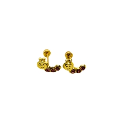 Aretes Broquel en forma de Gusanitos Oro 10K