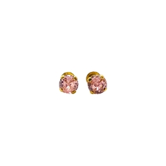 Aretes Broquel Zirconias Rosas 3mm Oro 10K en internet