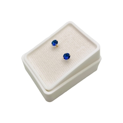 Aretes Broquel Zirconias Azules 4mm Oro 10K - tienda en línea