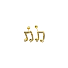 Aretes Broquel Notas Musicales Oro 10K