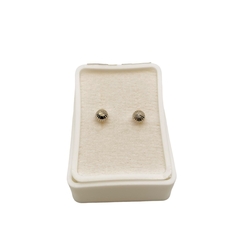 Broquel Honguitos Oro Blanco 14K de 4mm - tienda en línea
