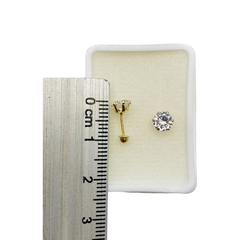 Aretes Broquel con Zirconias Blancas de 5mm Oro 10K