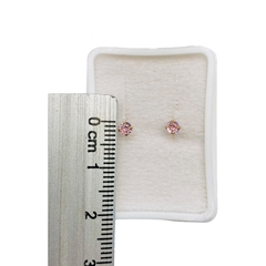 Imagen de Aretes Broquel Zirconias Rosas 3mm Oro 10K