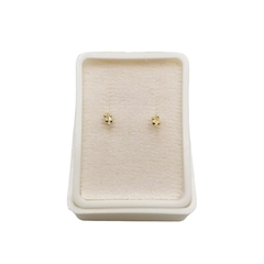 Broquel Zirconia Blanca Oval 3mm Oro 14K - Perfumería y Regalos Guedale