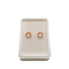 Ojitos Bisel con Zirconia Rosa de 5mm en Oro 14K - tienda en línea