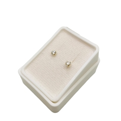 Aretes Broquel con Zirconias Blanca de 2.5mm Oro 10K - tienda en línea