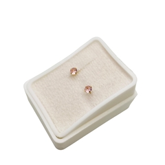 Aretes Broquel Zirconias Rosas 3mm Oro 10K - tienda en línea