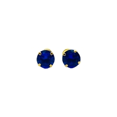 Aretes Broquel Zirconias Azules 4mm Oro 10K en internet