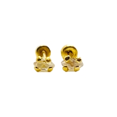 Broquel Zirconia Blanca Oval 3mm Oro 14K en internet