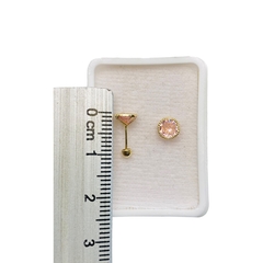 Ojitos Bisel con Zirconia Rosa de 5mm en Oro 14K