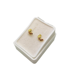 Aretes Broquel en forma de Gusanitos Oro 10K - tienda en línea